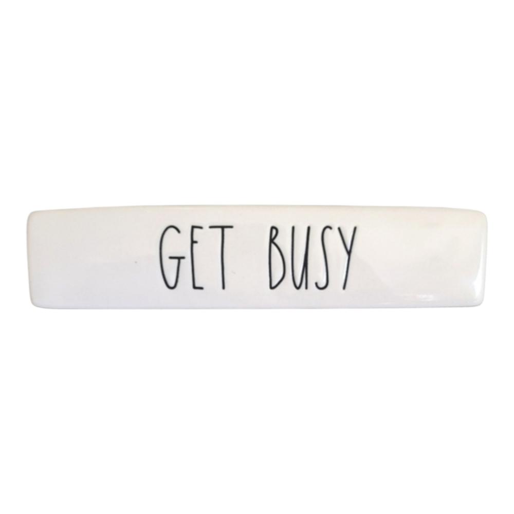 New Rae Dunn Get Busy Desk Self Black Off White Decor